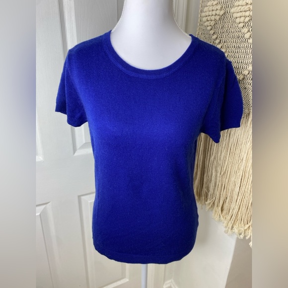 NWT AINSLEY CASHMERE Women's Blue Short Sleeve Top - Picture 1 of 4